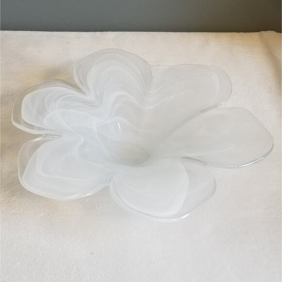 Vintage Obestdorfer Glashutte Mundgeblasen Open Flower Blown Glass Art Bowl Dish - Picture 5 of 16